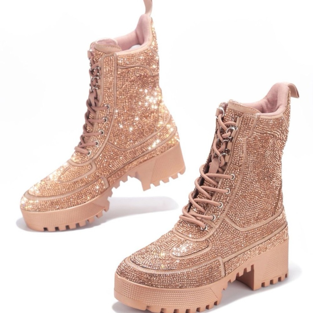 Cape Robbin Rose Gold Combat Boots Size 10